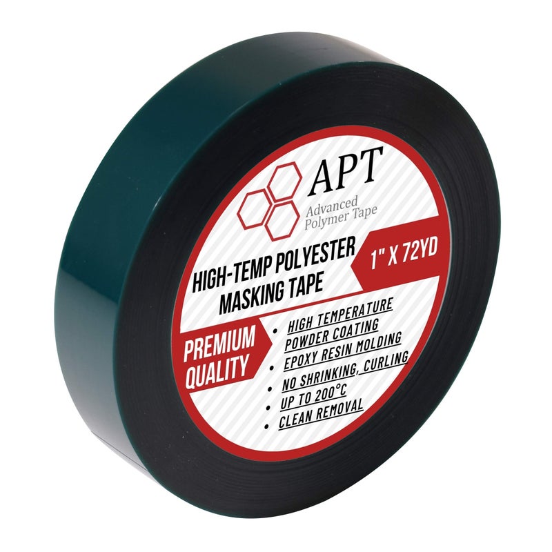 APT Advanced Polymer Tape APT,2 Mil Polyester Tape with Silicone Adhesive, PET Tape, high Temperature, 3.5 mil Thickness, Powder Coating, E-Coating (1, 1" x 72Yds) - Image 1